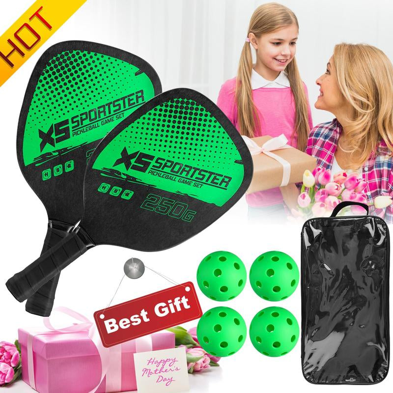 Pickleball Set, 6 Counts/Set Including 2 Counts Pickleball Paddles & 4 Counts Balls, Lightweight Pickleball Racket Set, Suitable for Beginners & Advanced Players