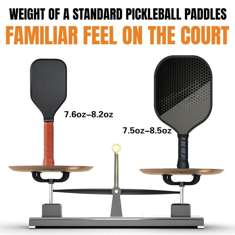 Pickleball Training Paddle, 7.6-8.2Oz Pickleball Trainer 16Mm, Raw Carbon Fiber Sweet Spot Pickle Ball Paddle with Paddle Cover, Extra Long Handle for Men Women, Shot and Spin Frosted Surface