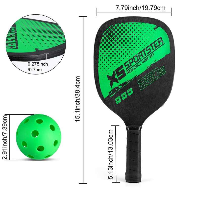 Pickleball Set, 6 Counts/Set Including 2 Counts Pickleball Paddles & 4 Counts Balls, Lightweight Pickleball Racket Set, Suitable for Beginners & Advanced Players