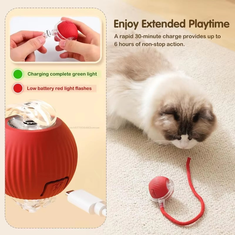 Cat Interactive Ball Training Self-Moving Kitten Electric Cat Ball Toys Electronic Automatic Rolling Magic Ball Toys for Cat