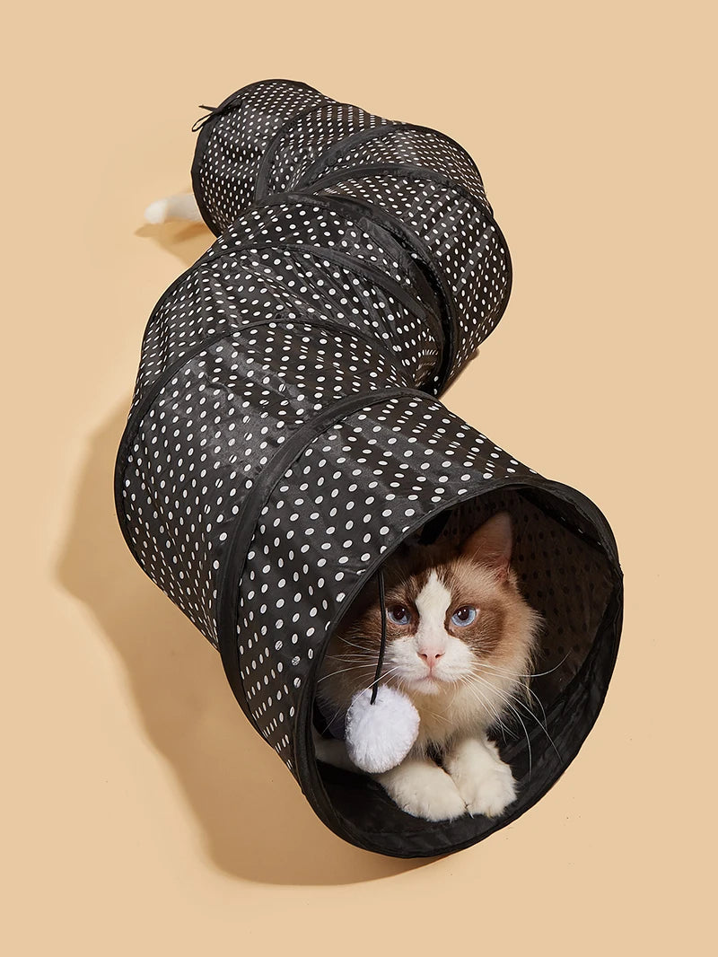 Pet Cat Tunnel S-shape Collapsible Hole Indoor Outdoor Tube Kitty Tunnel