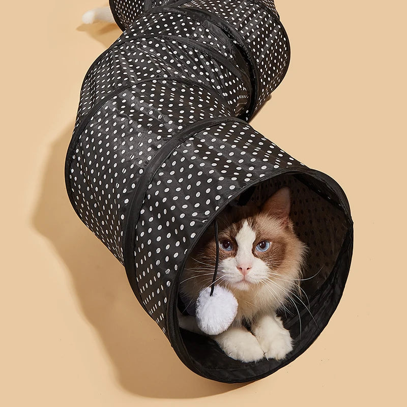 Pet Cat Tunnel S-shape Collapsible Hole Indoor Outdoor Tube Kitty Tunnel