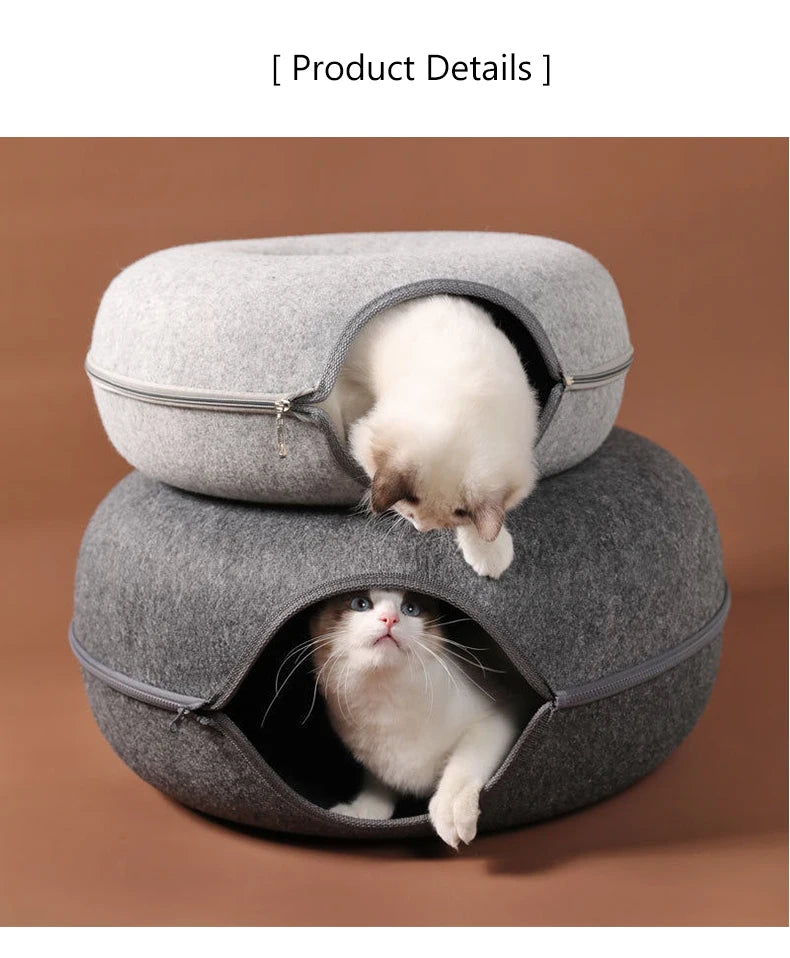 Donut Cat Bed Pet Cat Tunnel Interactive Game Toy Cat Bed Dual-use Indoo