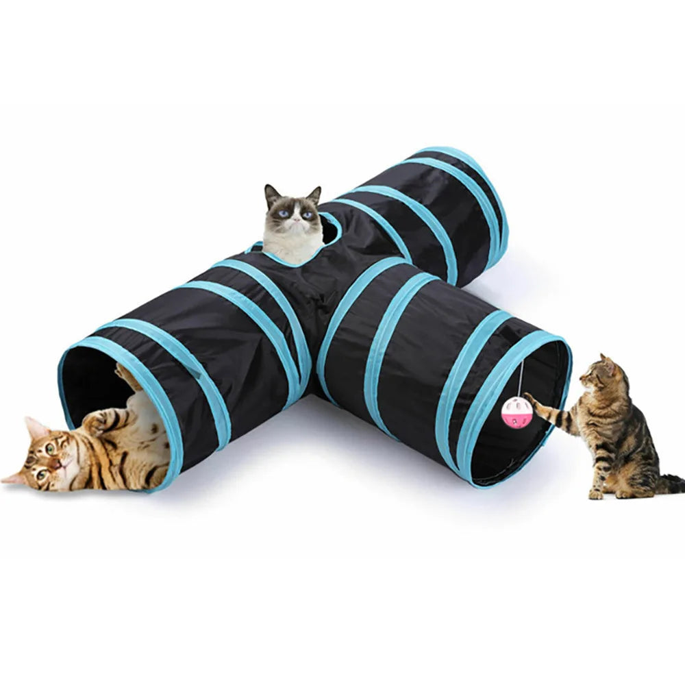 Cat Pass Play Tunnel Foldable Cat Toy Breathable Drill Barrel for Indoor loud paper