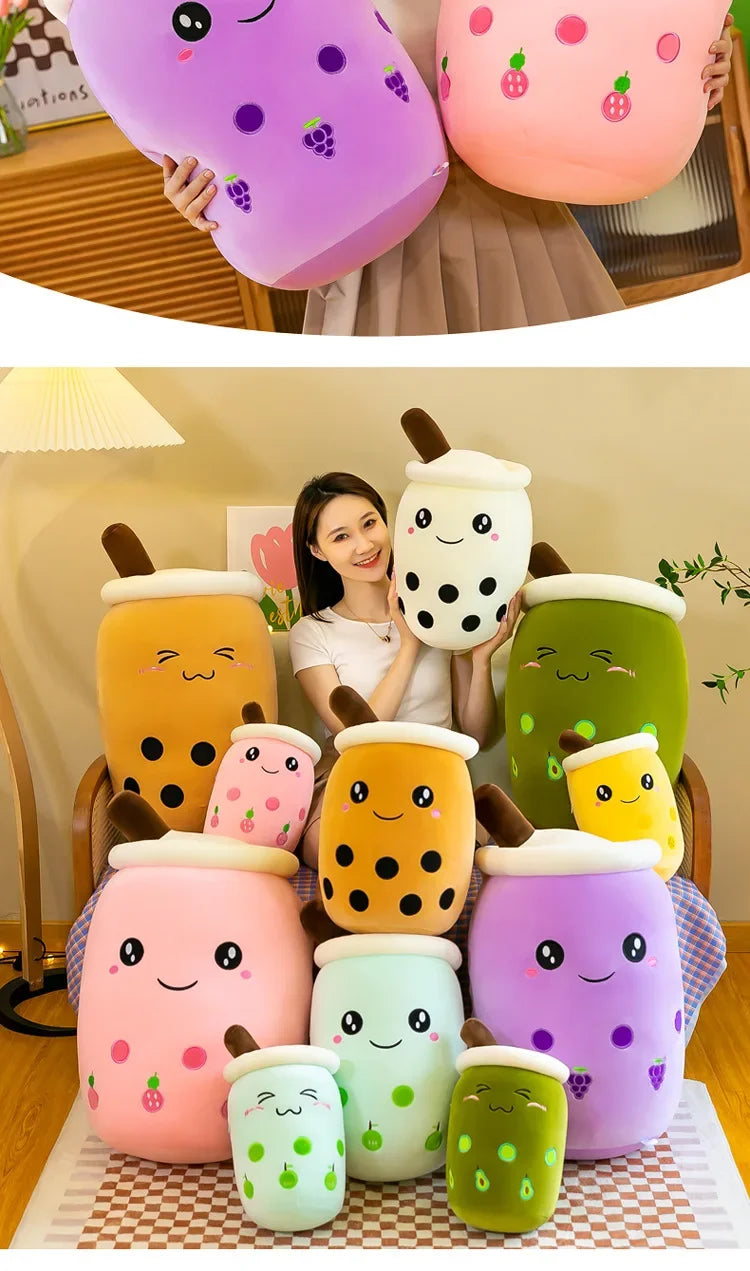 Giant Size Bubble Tea Plushies Squishy Milk Tea Boba Pillow Peluche Ice Cream Fruits Juice Drink Bottle Prop Decor 22-70cm