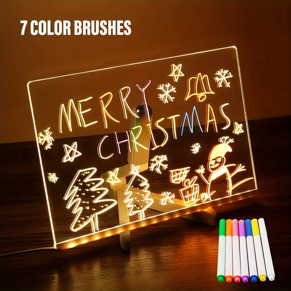 LED light up acrylic message board Erasable USB Drawing Board Bar Advertising Boards