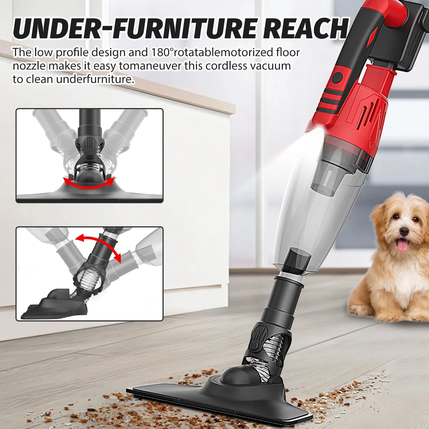 Cordless Vacuum Cleaner for Milwaukee 20V Battery Handheld Vacuum Cleaner Portable for Hard Floor Carpet Car Pet Hair No battery