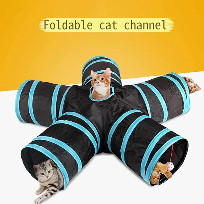 Cat Play Tunnel Foldable Pet Animal Tunnels with Crinkle Playing Toy for Cats