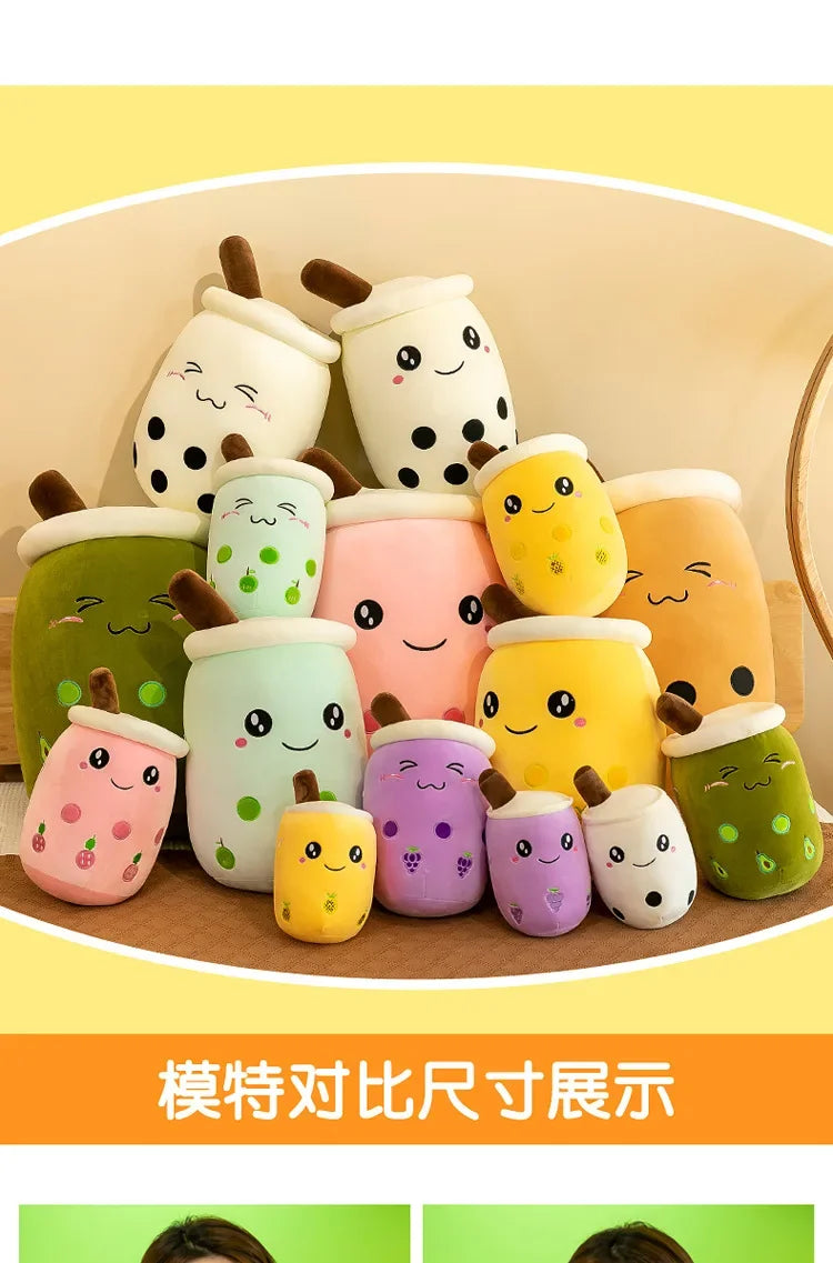 Giant Size Bubble Tea Plushies Squishy Milk Tea Boba Pillow Peluche Ice Cream Fruits Juice Drink Bottle Prop Decor 22-70cm