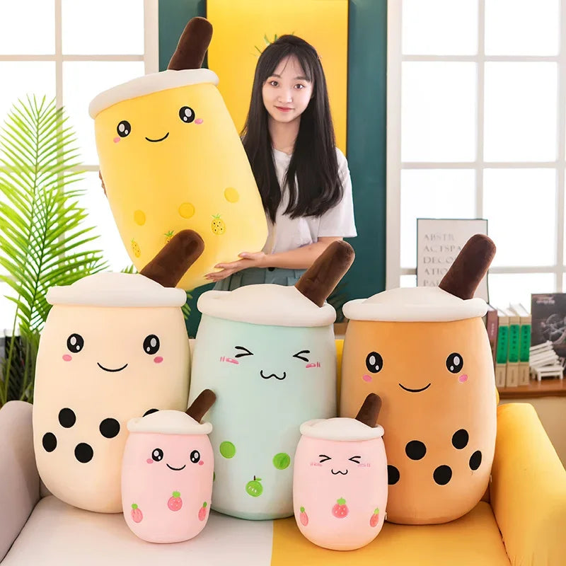 Giant Size Bubble Tea Plushies Squishy Milk Tea Boba Pillow Peluche Ice Cream Fruits Juice Drink Bottle Prop Decor 22-70cm