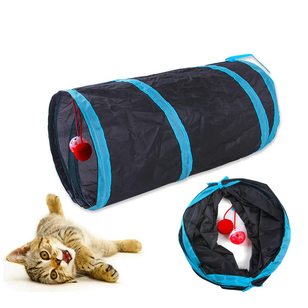 Cat Pass Play Tunnel Foldable Cat Toy Breathable Drill Barrel for Indoor loud paper