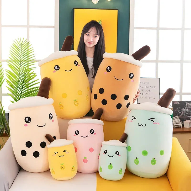 Giant Size Bubble Tea Plushies Squishy Milk Tea Boba Pillow Peluche Ice Cream Fruits Juice Drink Bottle Prop Decor 22-70cm