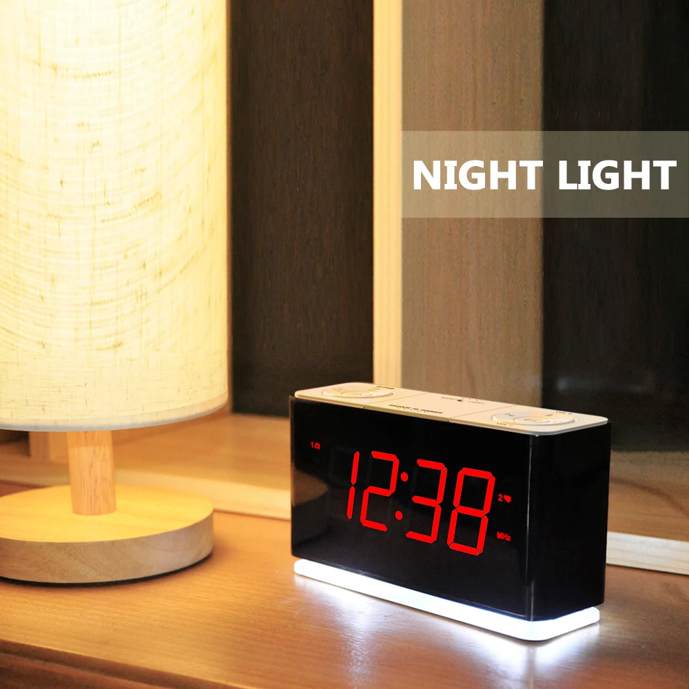 Alarm Clock Radio with Bluetooth, Dimmable LED Display,FM Radio with Sleep Timer, Night Light