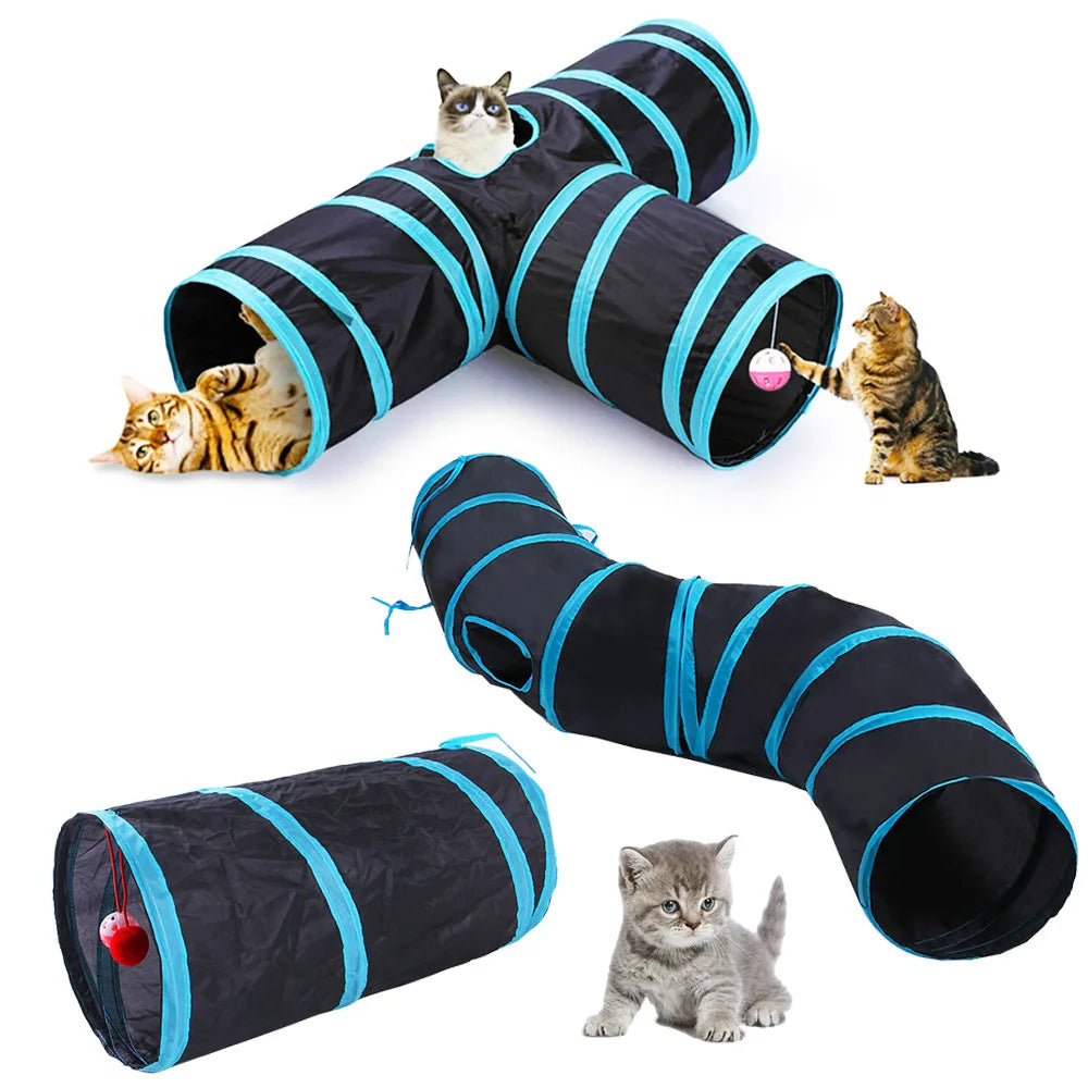 Cat Pass Play Tunnel Foldable Cat Toy Breathable Drill Barrel for Indoor loud paper