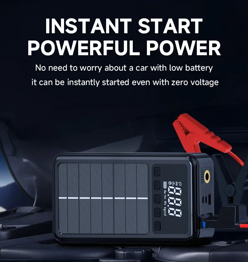 Jump Starter with Air Compressor with Solar Panel 12V Car Battery Starter (7.0L Gas/5.5L Diesel) 150PSI Tire  Inflator (HZ-S4)