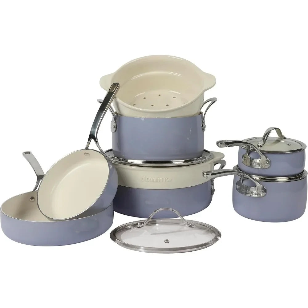 Triply Stainless Steel Pots and Pans Cookware Set W/Non-Stick Non-Toxic Ceramic Interior Oprah's Favorite Things