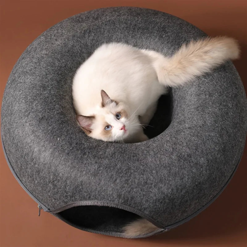 Donut Cat Bed Pet Cat Tunnel Interactive Game Toy Cat Bed Dual-use Indoo