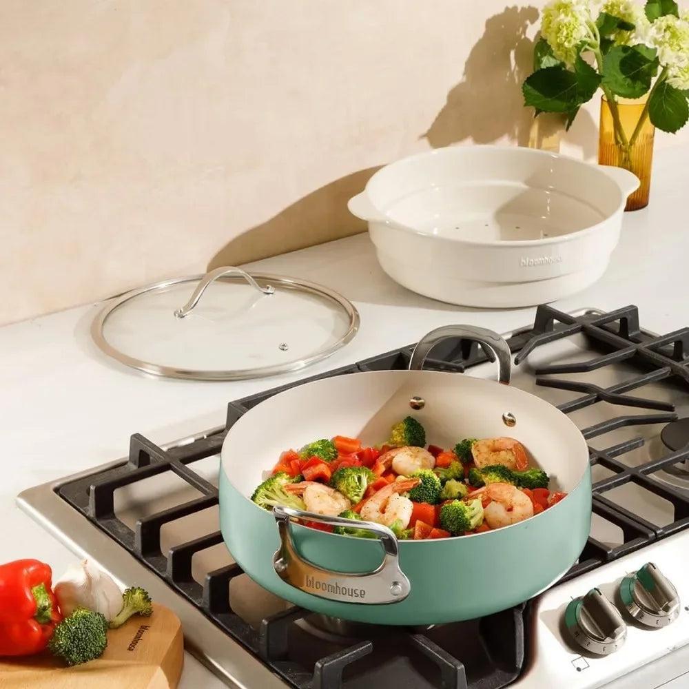 Triply Stainless Steel Pots and Pans Cookware Set W/Non-Stick Non-Toxic Ceramic Interior Oprah's Favorite Things