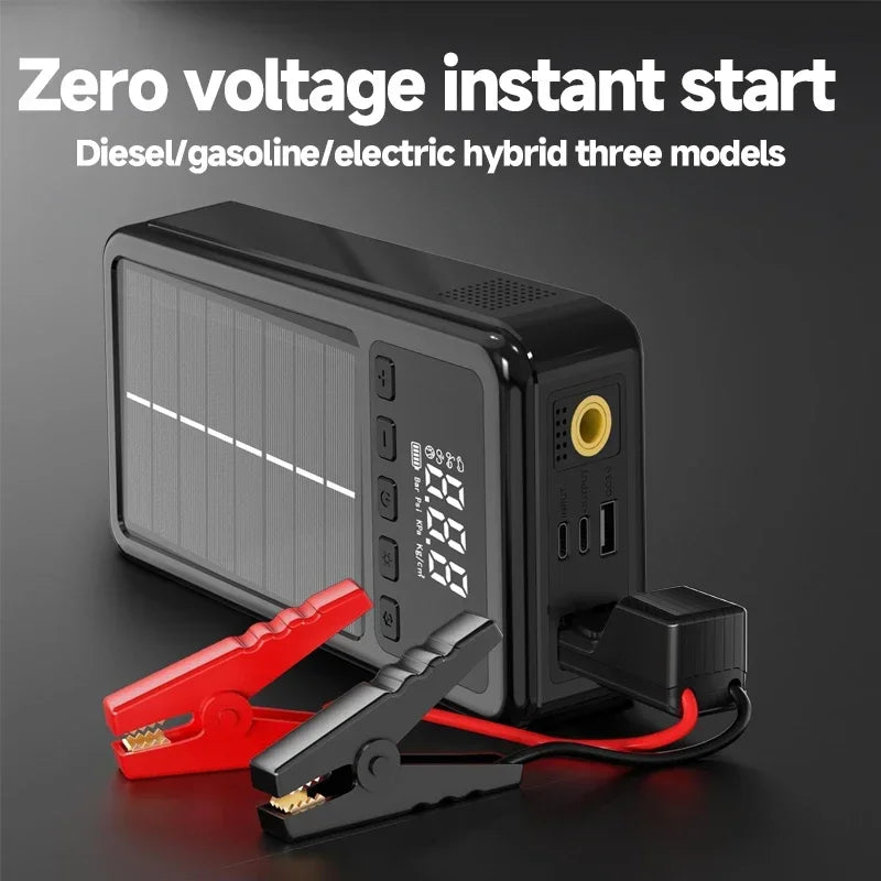 Jump Starter with Air Compressor with Solar Panel 12V Car Battery Starter (7.0L Gas/5.5L Diesel) 150PSI Tire  Inflator (HZ-S4)