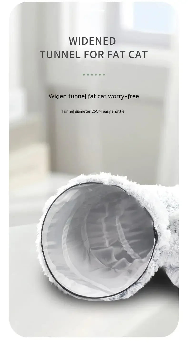 Plush Cat Bed with Tunnel for Indoor Cats Multifunctional Cat Tunnel