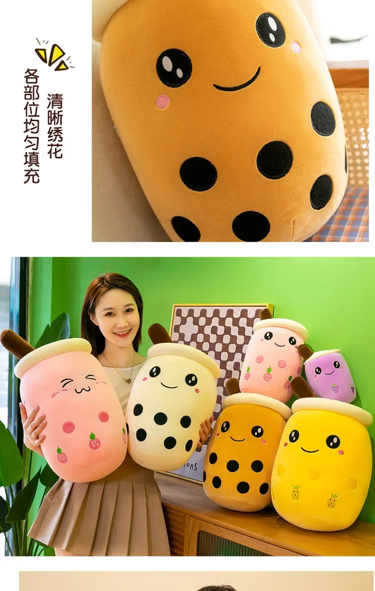 Giant Size Bubble Tea Plushies Squishy Milk Tea Boba Pillow Peluche Ice Cream Fruits Juice Drink Bottle Prop Decor 22-70cm