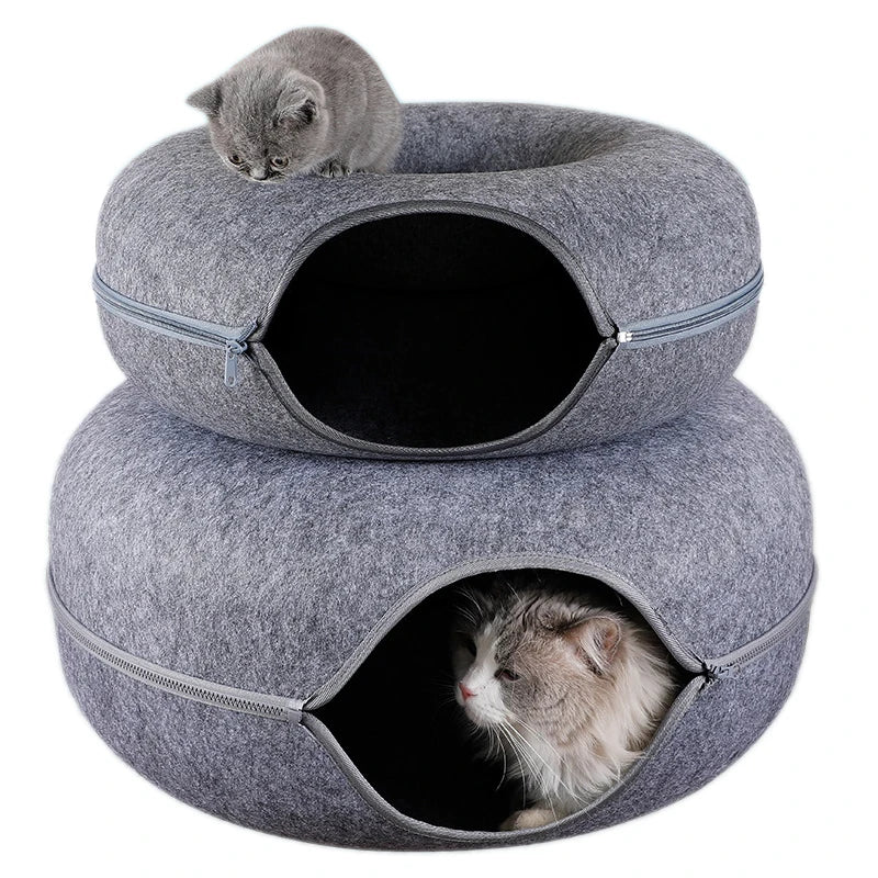 Donut Cat Bed Pet Cat Tunnel Interactive Game Toy Cat Bed Dual-use Indoo