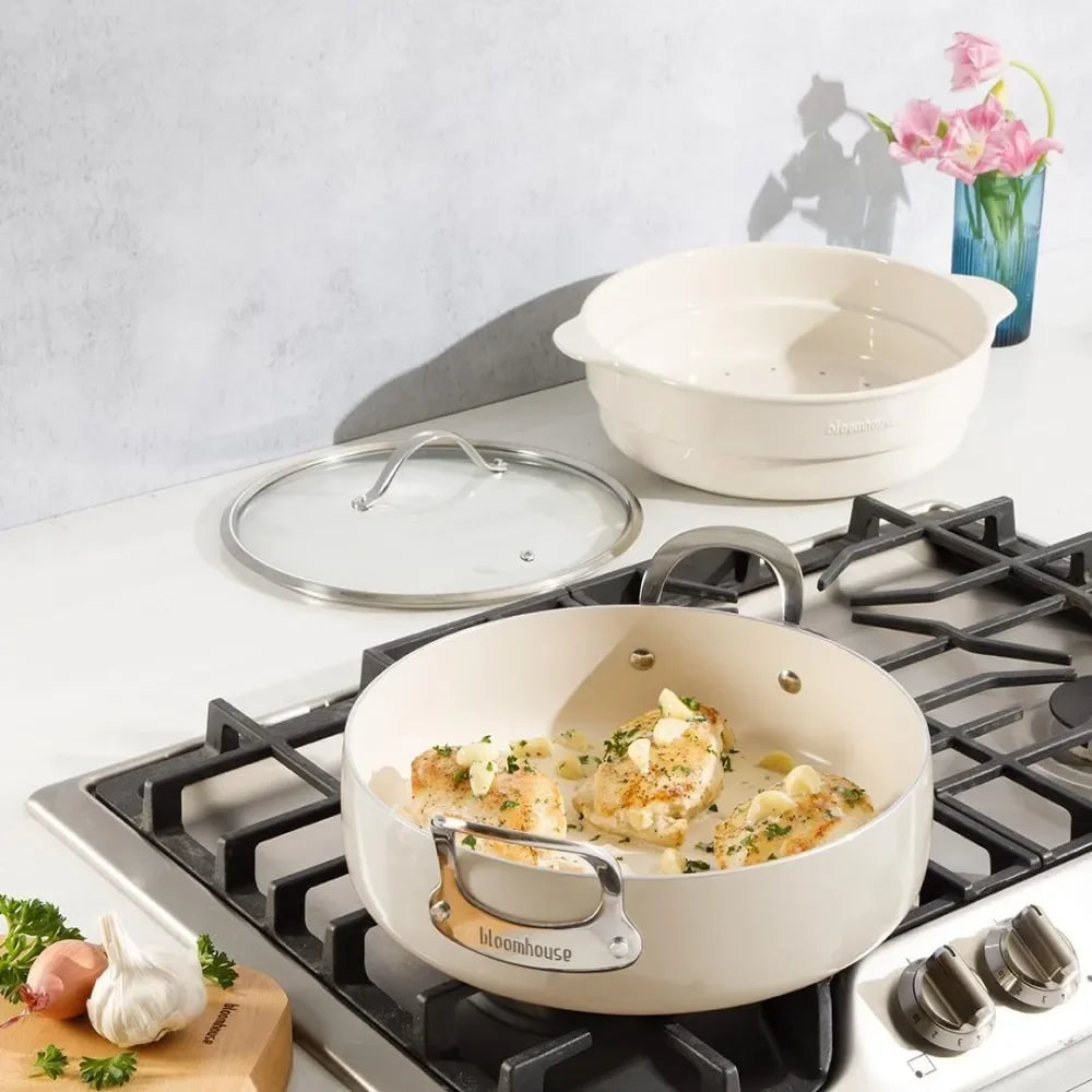 Triply Stainless Steel Pots and Pans Cookware Set W/Non-Stick Non-Toxic Ceramic Interior Oprah's Favorite Things