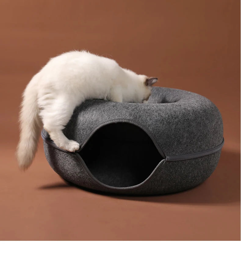 Donut Cat Bed Pet Cat Tunnel Interactive Game Toy Cat Bed Dual-use Indoo