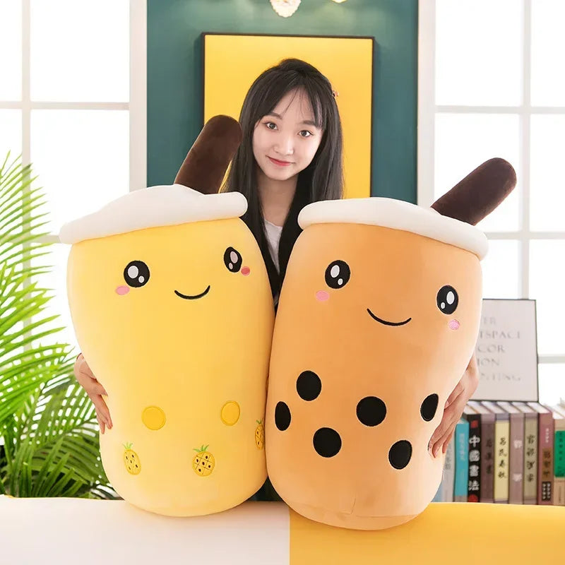 Giant Size Bubble Tea Plushies Squishy Milk Tea Boba Pillow Peluche Ice Cream Fruits Juice Drink Bottle Prop Decor 22-70cm