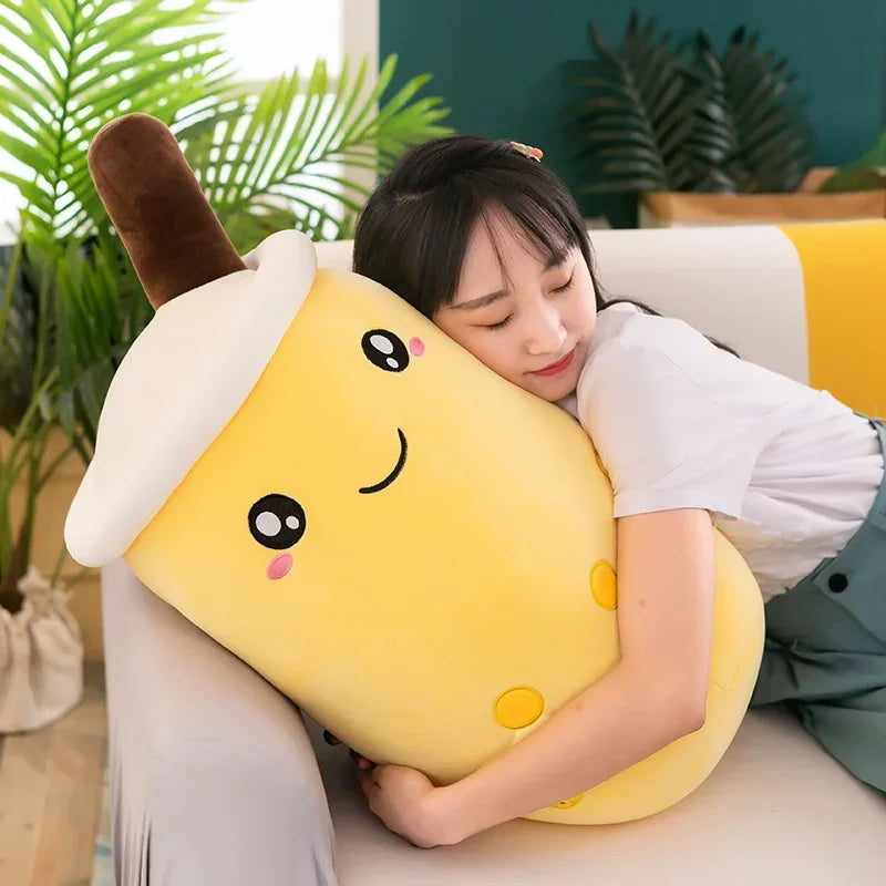 Giant Size Bubble Tea Plushies Squishy Milk Tea Boba Pillow Peluche Ice Cream Fruits Juice Drink Bottle Prop Decor 22-70cm