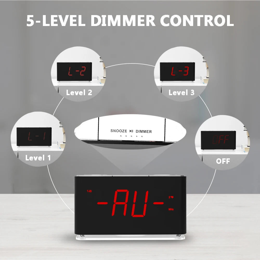 Alarm Clock Radio with Bluetooth, Dimmable LED Display,FM Radio with Sleep Timer, Night Light