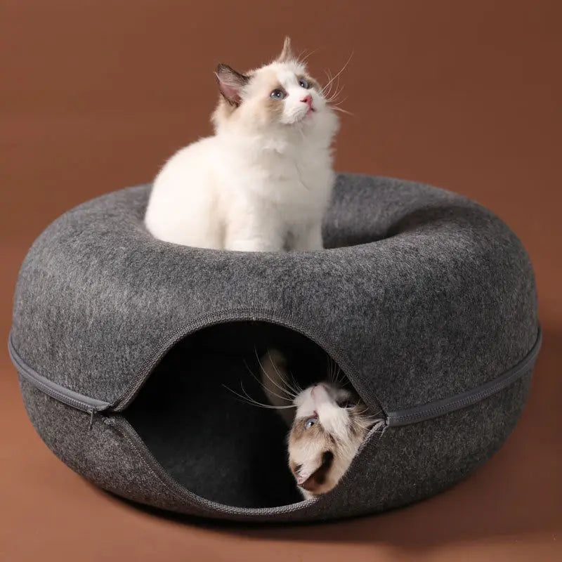 Donut Cat Bed Pet Cat Tunnel Interactive Game Toy Cat Bed Dual-use Indoo