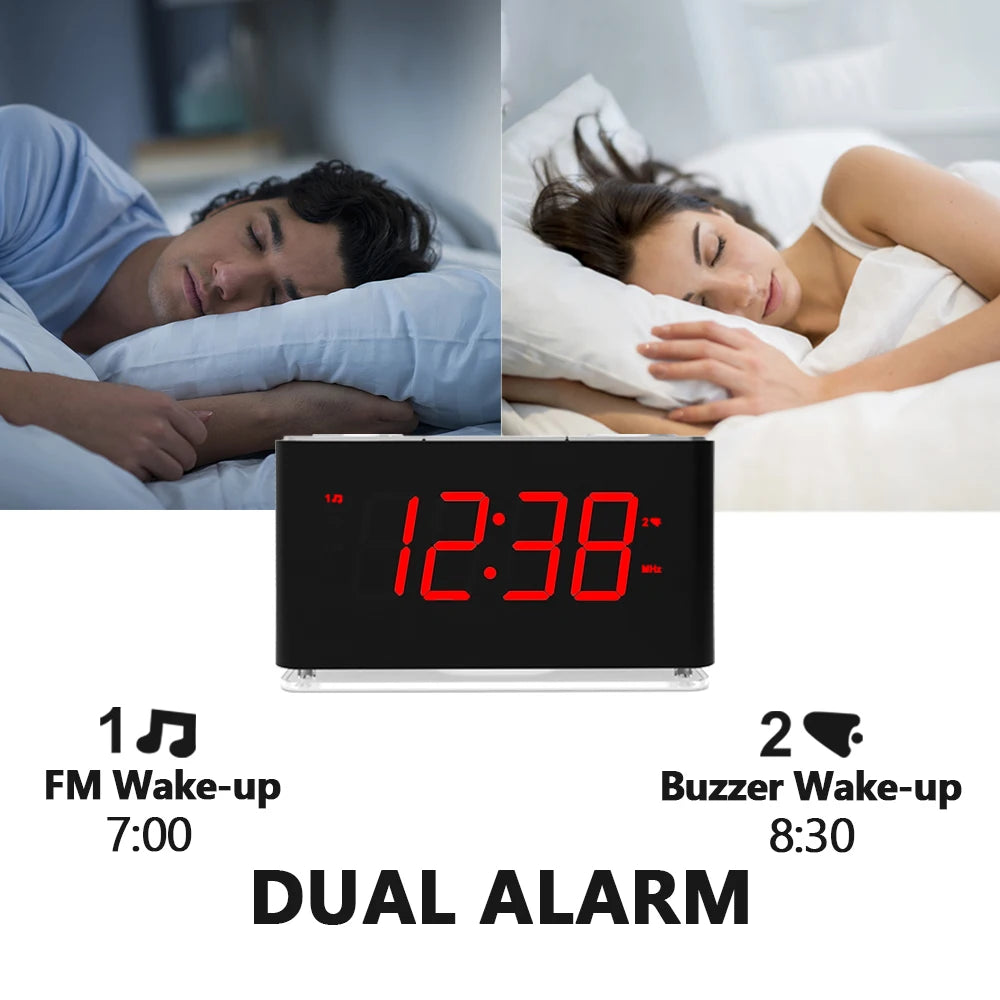 Alarm Clock Radio with Bluetooth, Dimmable LED Display,FM Radio with Sleep Timer, Night Light