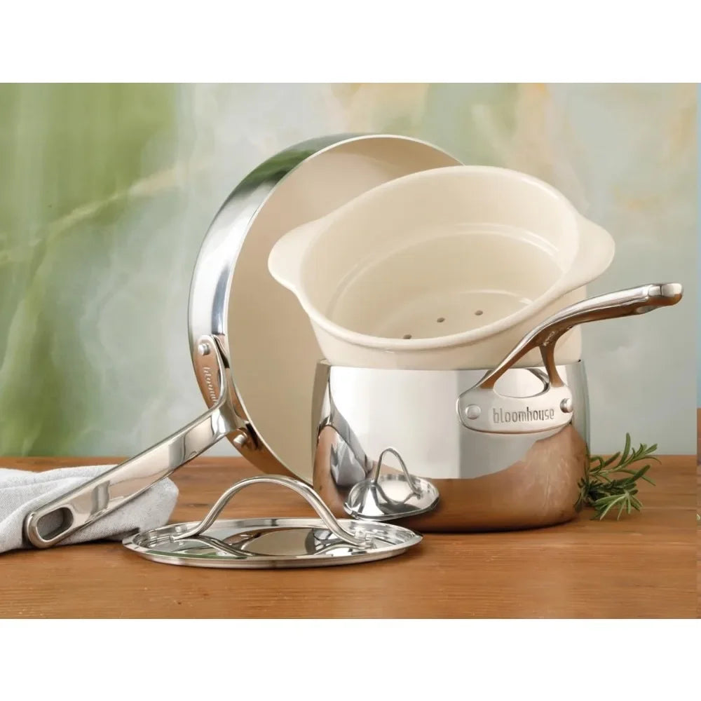 Triply Stainless Steel Pots and Pans Cookware Set W/Non-Stick Non-Toxic Ceramic Interior Oprah's Favorite Things