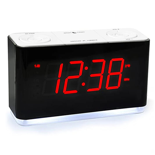 Alarm Clock Radio with Bluetooth, Dimmable LED Display,FM Radio with Sleep Timer, Night Light