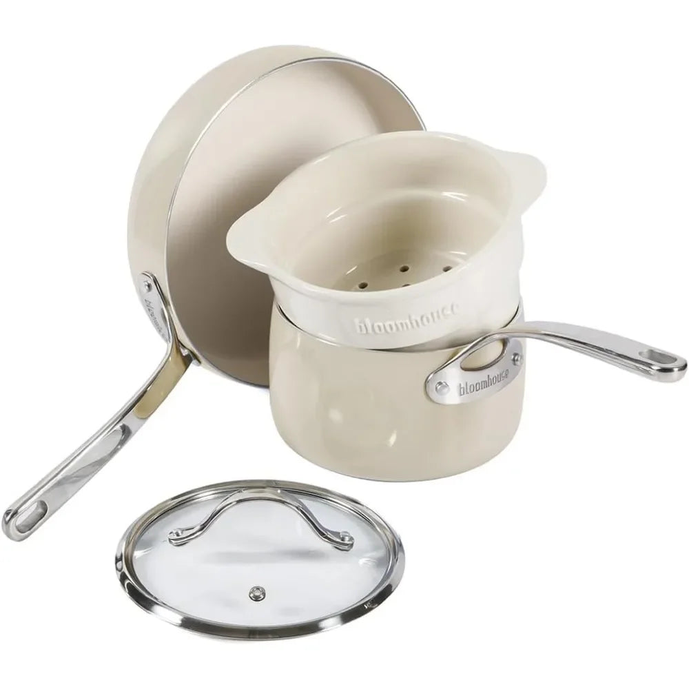 Triply Stainless Steel Pots and Pans Cookware Set W/Non-Stick Non-Toxic Ceramic Interior Oprah's Favorite Things