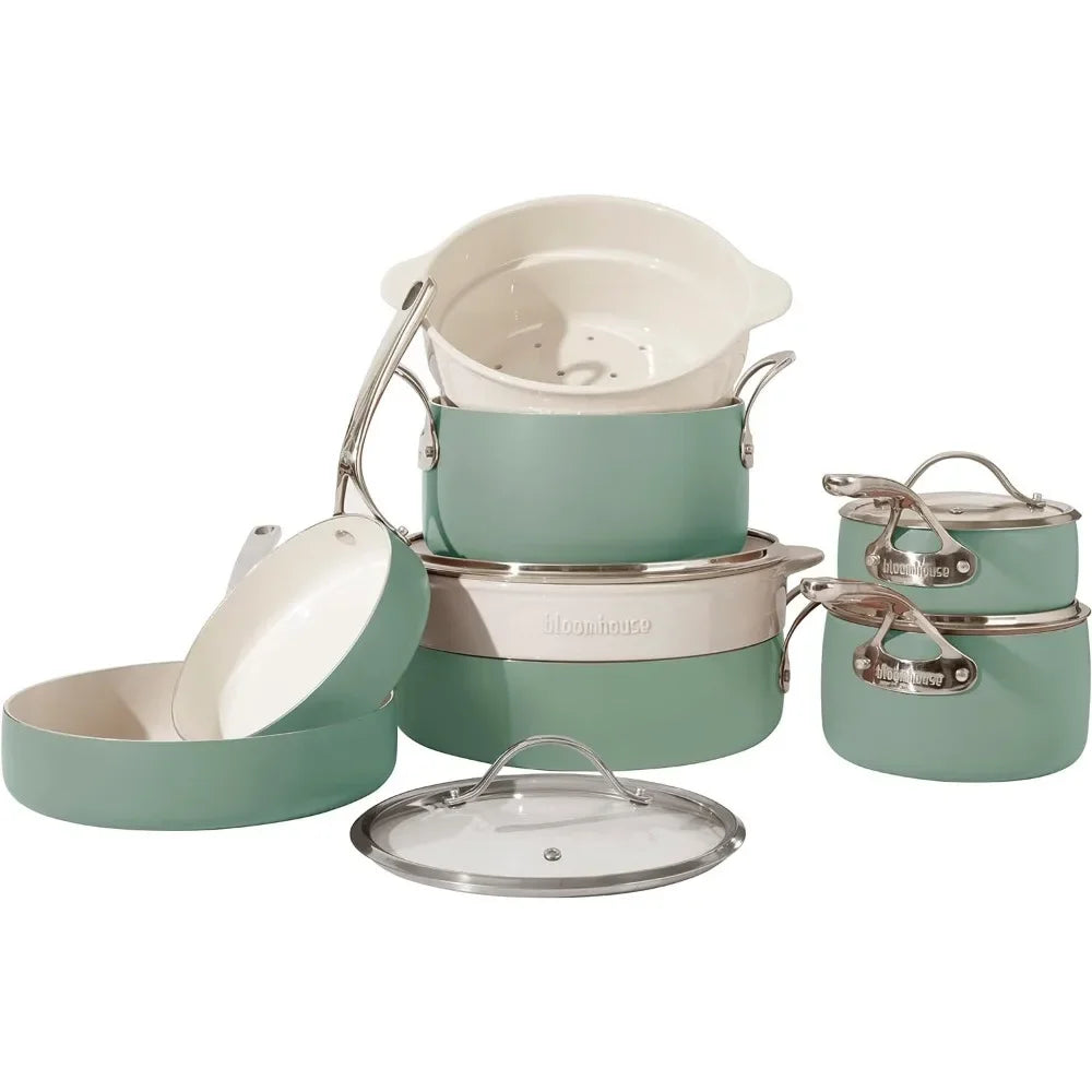 Triply Stainless Steel Pots and Pans Cookware Set W/Non-Stick Non-Toxic Ceramic Interior Oprah's Favorite Things