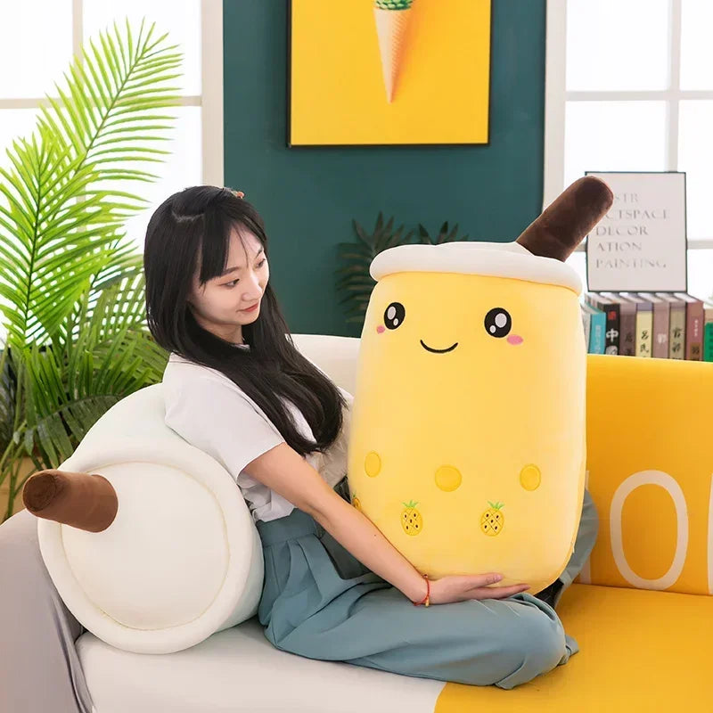 Giant Size Bubble Tea Plushies Squishy Milk Tea Boba Pillow Peluche Ice Cream Fruits Juice Drink Bottle Prop Decor 22-70cm