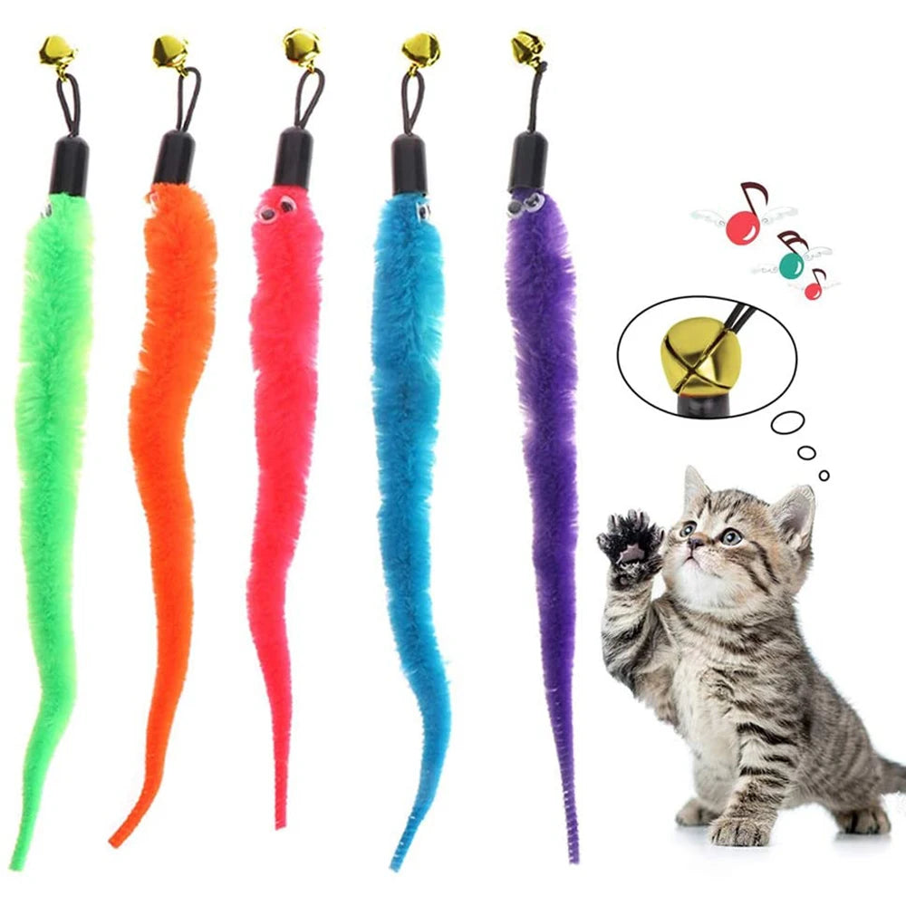 Cat Toy Accessories Worms Replacement Head Funny Cat Stick Pet Toys 5/10/6/11 Pcs Replace Plush