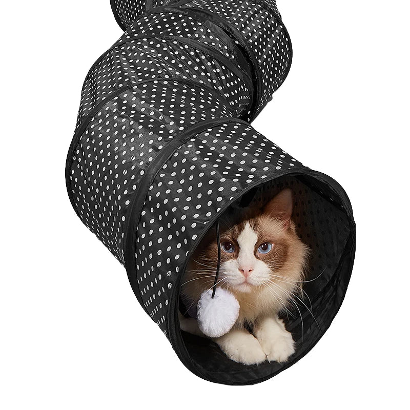 Pet Cat Tunnel S-shape Collapsible Hole Indoor Outdoor Tube Kitty Tunnel