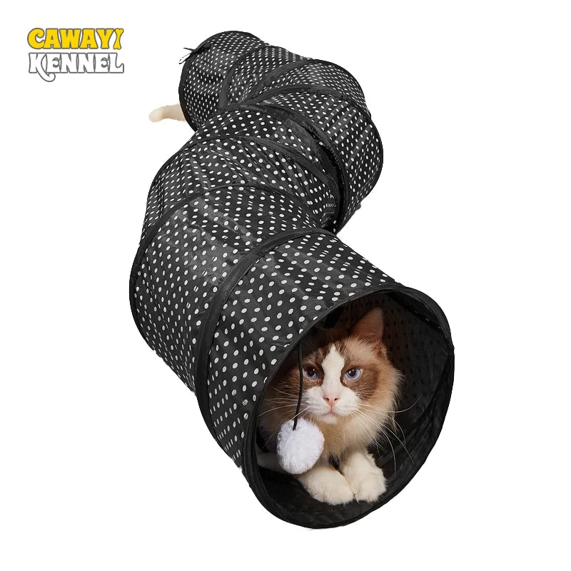 Pet Cat Tunnel S-shape Collapsible Hole Indoor Outdoor Tube Kitty Tunnel