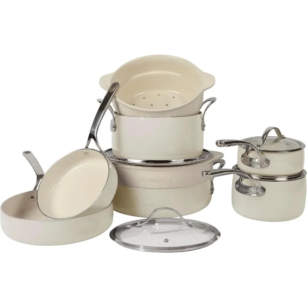 Triply Stainless Steel Pots and Pans Cookware Set W/Non-Stick Non-Toxic Ceramic Interior Oprah's Favorite Things