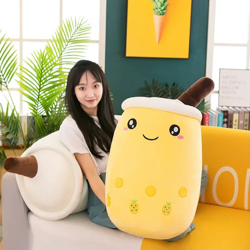 Giant Size Bubble Tea Plushies Squishy Milk Tea Boba Pillow Peluche Ice Cream Fruits Juice Drink Bottle Prop Decor 22-70cm