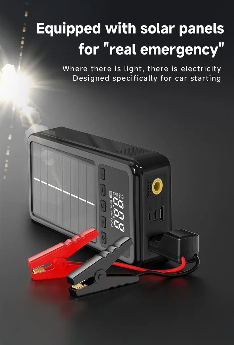 Jump Starter with Air Compressor with Solar Panel 12V Car Battery Starter (7.0L Gas/5.5L Diesel) 150PSI Tire  Inflator (HZ-S4)