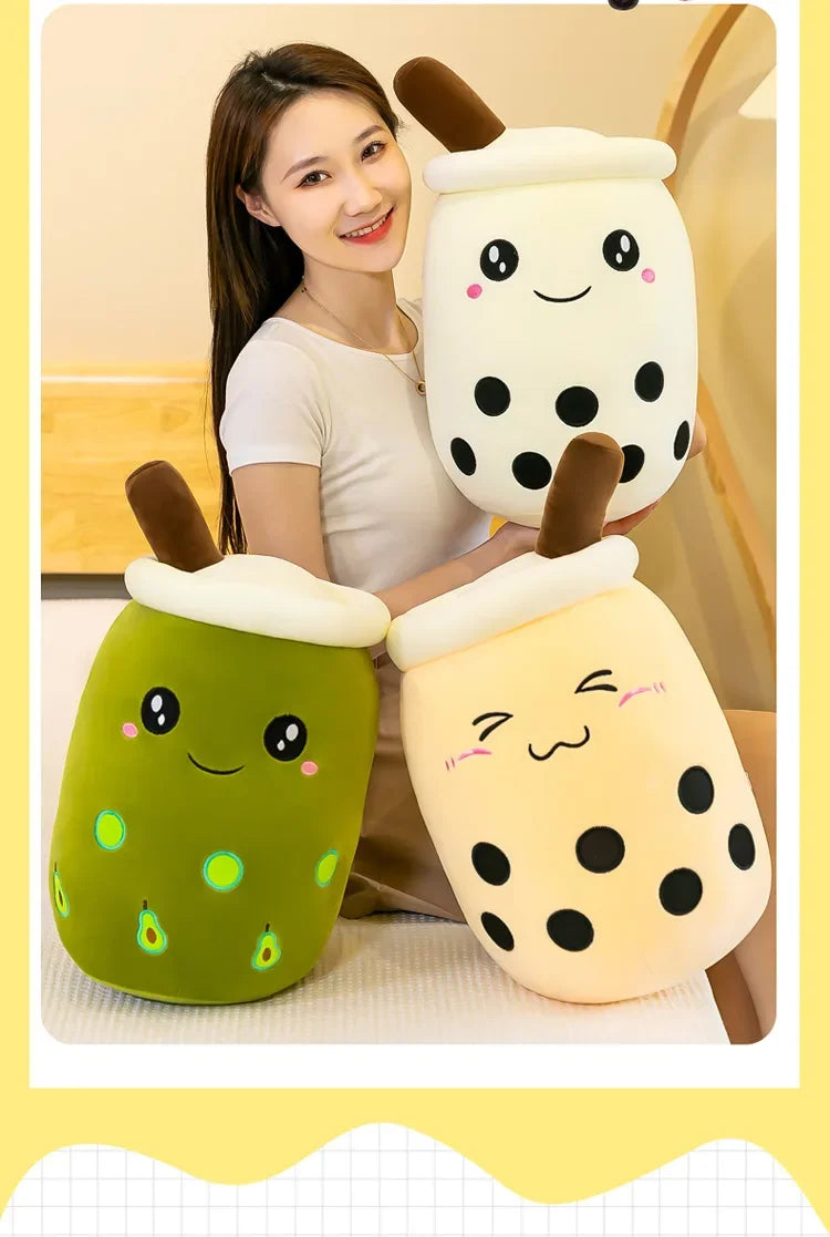 Giant Size Bubble Tea Plushies Squishy Milk Tea Boba Pillow Peluche Ice Cream Fruits Juice Drink Bottle Prop Decor 22-70cm