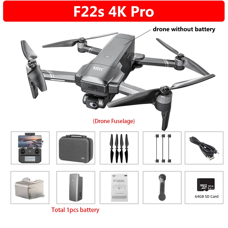 4K Pro Camera Drone Laser Obstacle Avoidance 3.5KM 2-Axis EIS Gimbal 5G WIFI GPS Professional RC Drone SJRC F22S