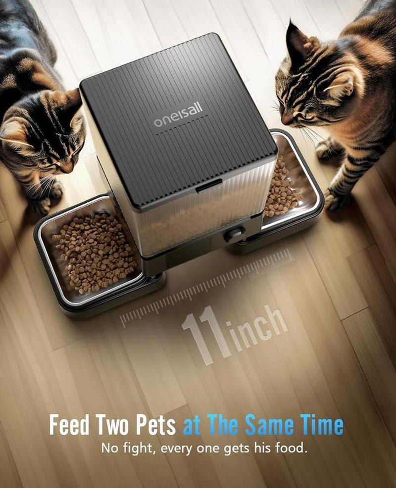 Oneisall Automatic Cat Feeder with 5G Wifi, Automatic Cat Food Dispenser for 2 Cats, Dogs, Small Pets, 20 Cups/5L Timed Dry Food Dispenser with APP Control