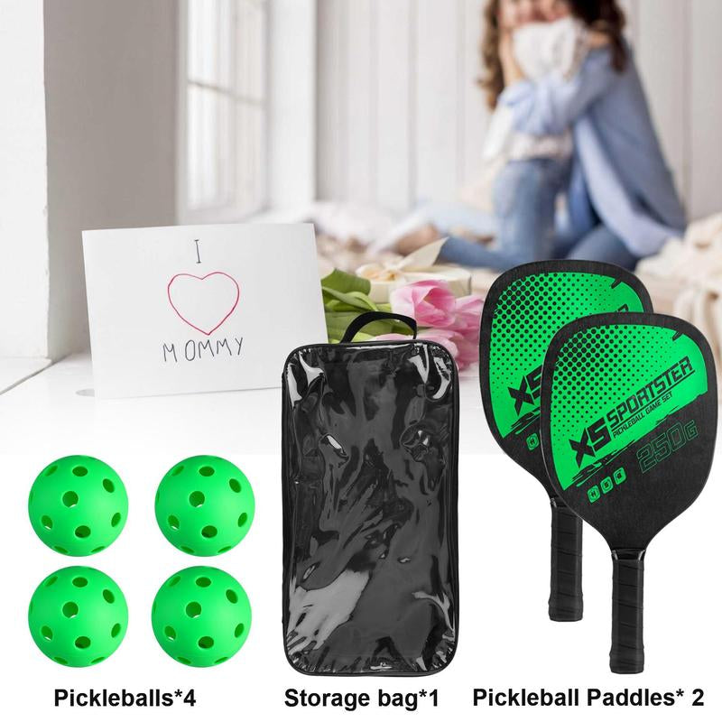 Pickleball Set, 6 Counts/Set Including 2 Counts Pickleball Paddles & 4 Counts Balls, Lightweight Pickleball Racket Set, Suitable for Beginners & Advanced Players