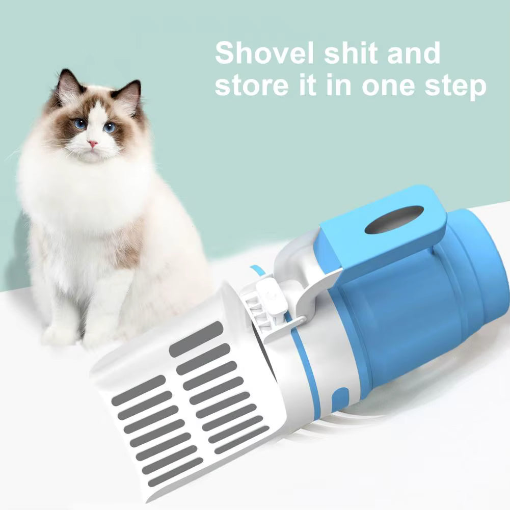 Cat Litter Scoop Comfortable Handle with Built-In Garbage Bag Efficient Convenient Cat Litter Trash Can Pet Supplies