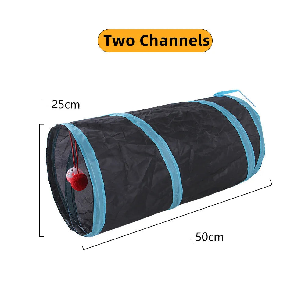 Cat Pass Play Tunnel Foldable Cat Toy Breathable Drill Barrel for Indoor loud paper